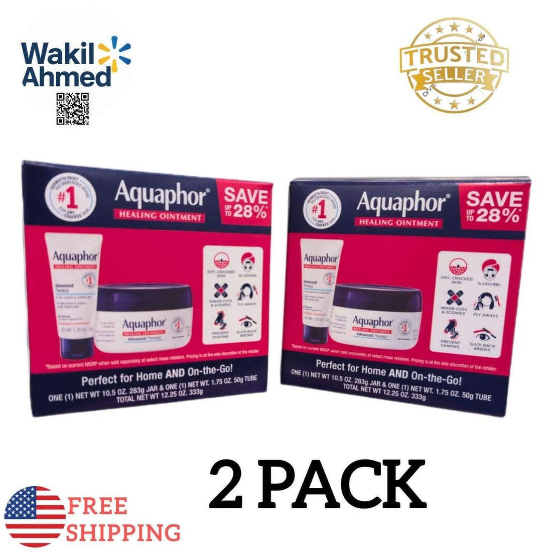 2 - Pack Aquaphor Healing Ointment Dual Pack, 10.5 oz & 1.75 oz - Wakil Ahmed