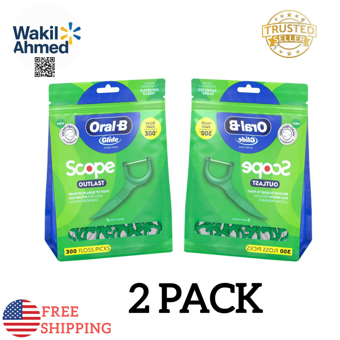 2-Pack Minty Fresh Dental Floss Picks, Extra Strong & Shred-Resistant, 600 Count – Long-Lasting Flavor.