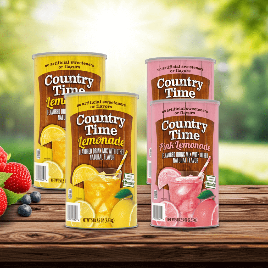 (4 Pack) Country Time Lemonade & Pink Lemonade Drink Mix Combo - 2 Canisters (82.5 oz Each) | Naturally Flavored | No Artificial Sweeteners.