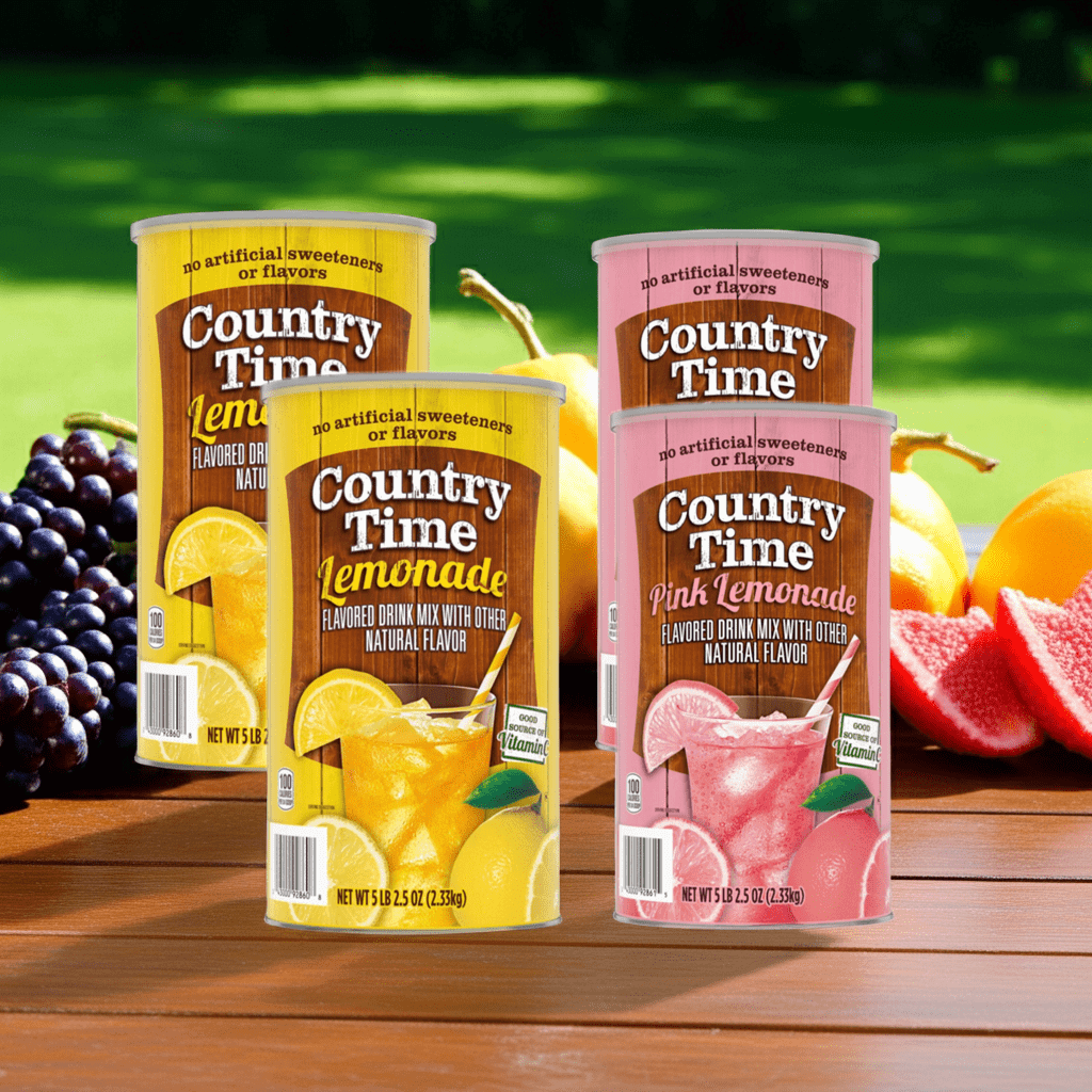 (4 Pack) Country Time Lemonade & Pink Lemonade Drink Mix Combo - 2 Canisters (82.5 oz Each) | Naturally Flavored | No Artificial Sweeteners.