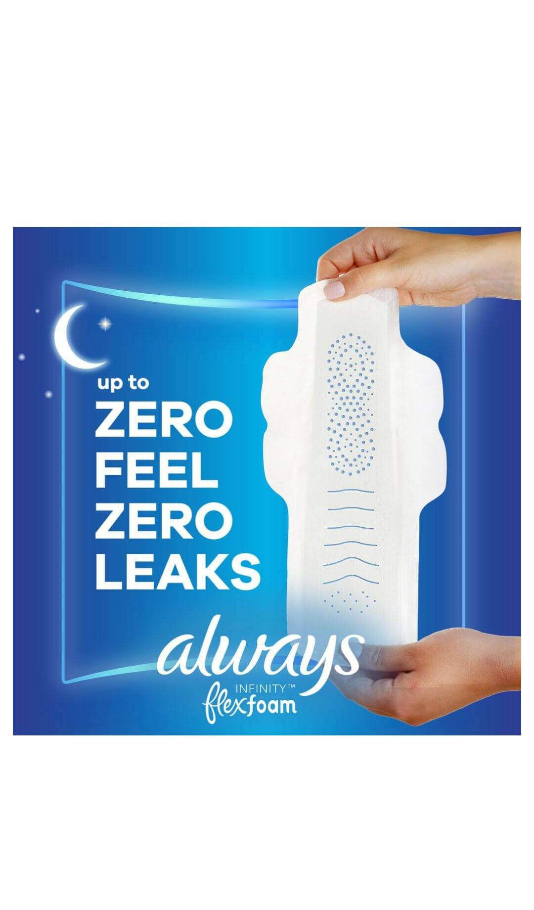 Always Infinity FlexFoam Overnight Pads with Wings, Unscented, Size 4, 64 ct – Flex Foam Night Pads for Heavy Flow.