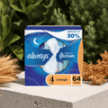 Always Infinity FlexFoam Overnight Pads with Wings, Unscented, Size 4, 64 ct – Flex Foam Night Pads for Heavy Flow.