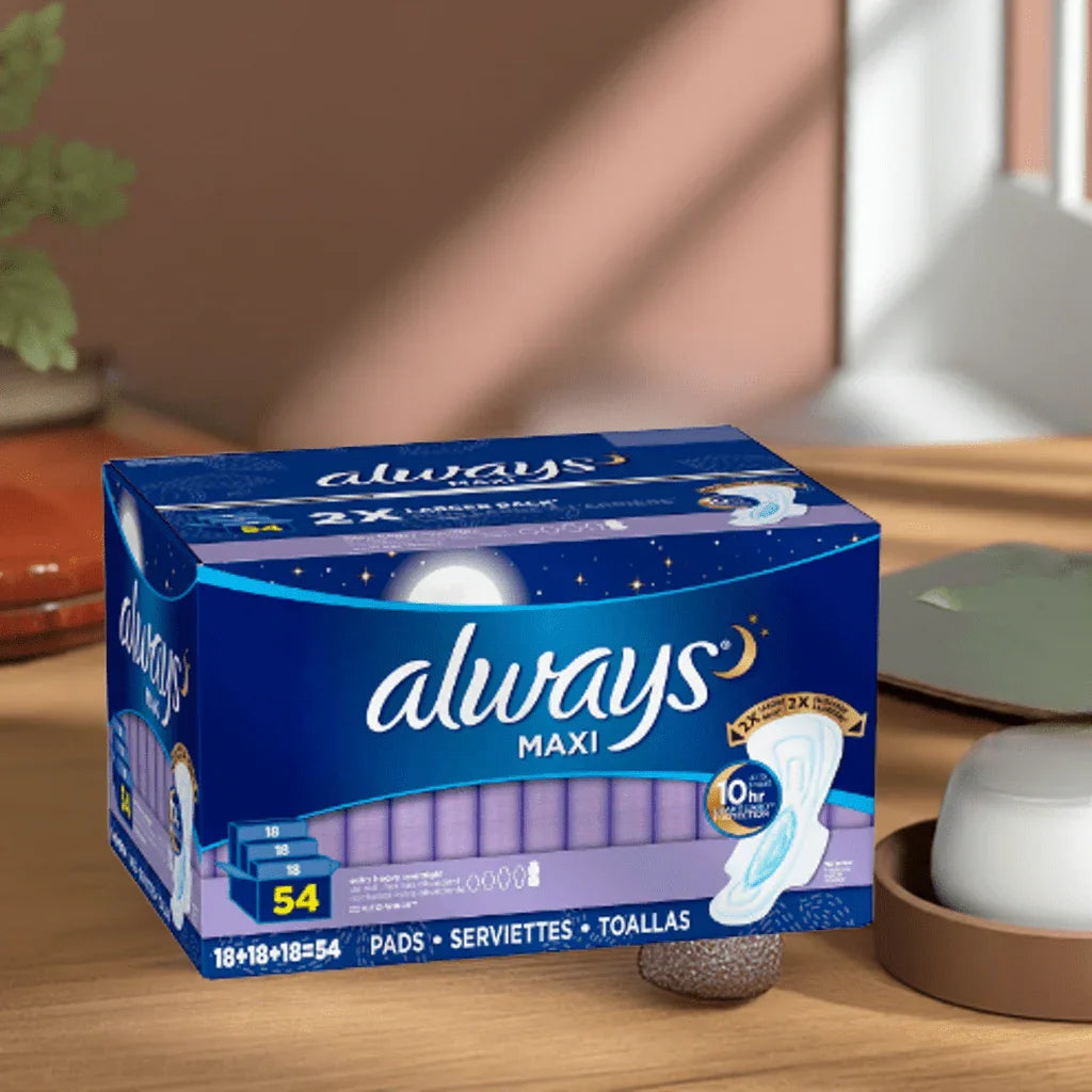 Always Maxi Extra Heavy Overnight Pads - Unscented, 54 Count.