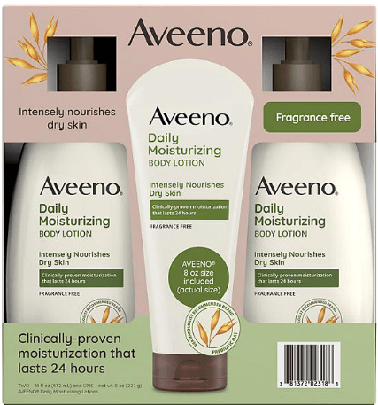 Aveeno Daily Moisturizing Body Lotion Set – Nourishing Oat Formula for Dry Skin, Fragrance-Free (18 fl oz Each).