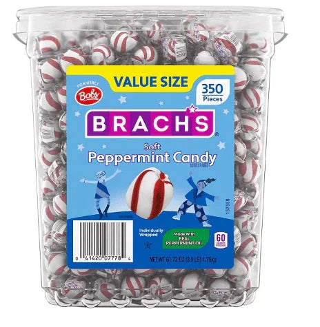 5 Lb Bulk Peppermint Balls - Red & White Striped Hard Candy, Individually Wrapped Classic Mints