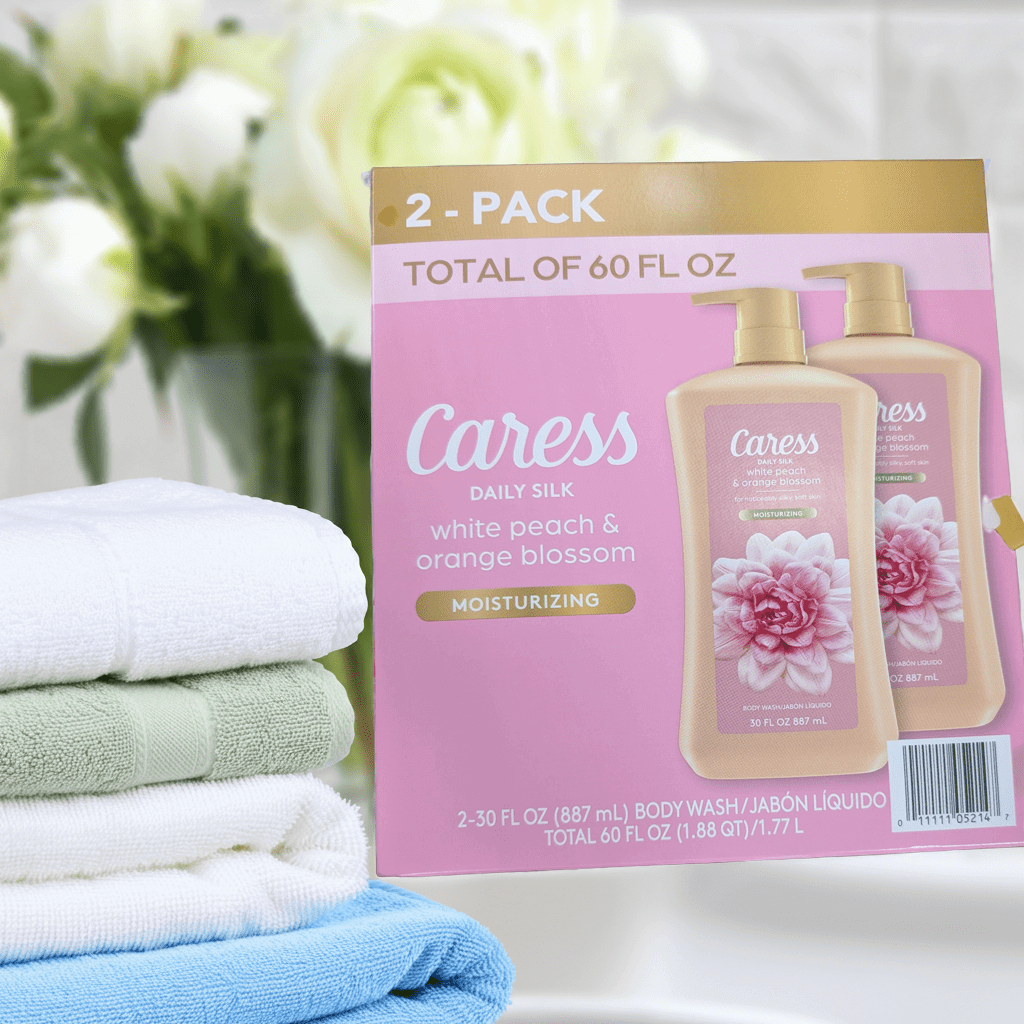 Caress Daily Silk Hydrating Body Wash, White Peach & Orange Blossom Scent, 30 fl oz, 2-Pack.