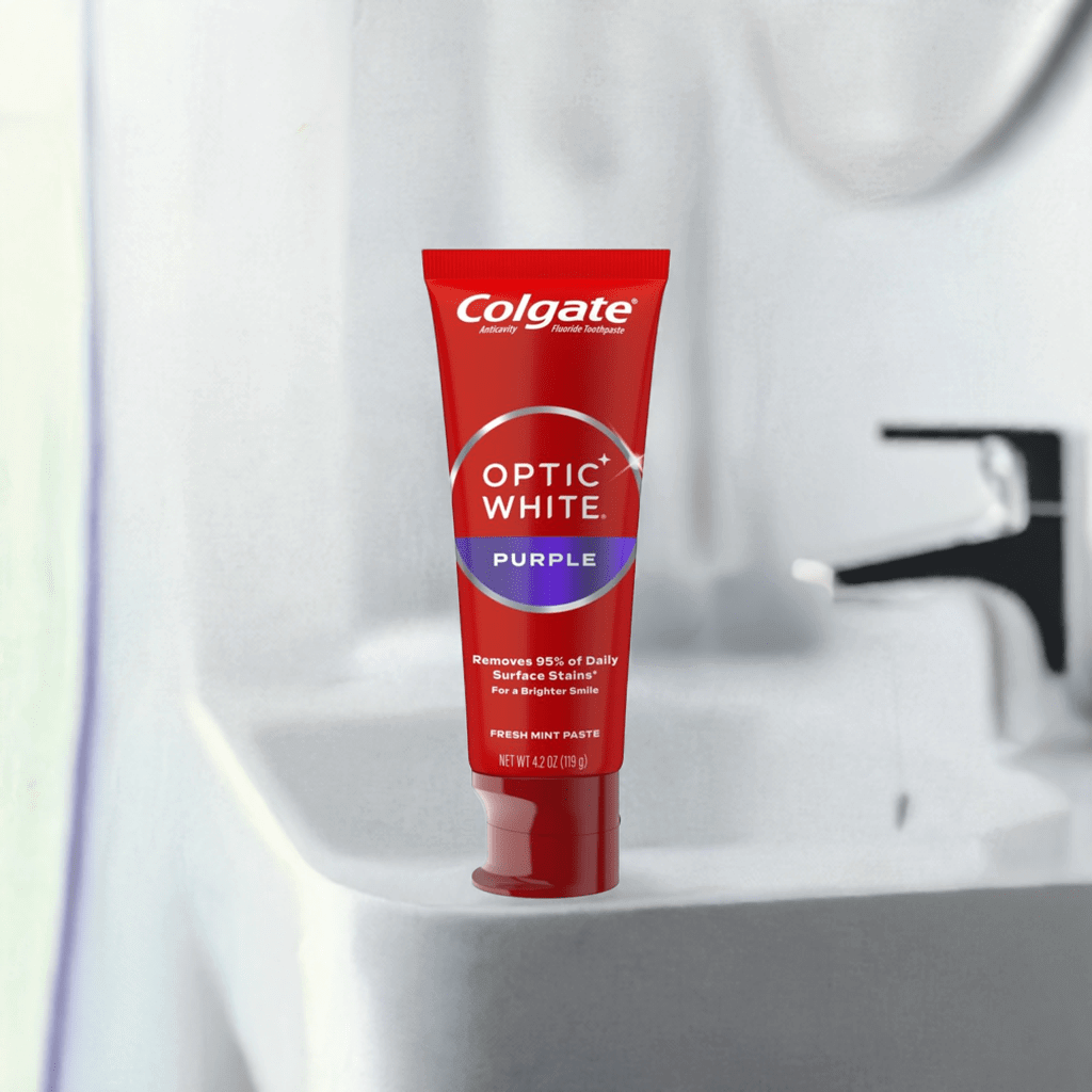 Colgate Optic White Purple Toothpaste Teeth Whitening Enamel-Safe Stain Removal.