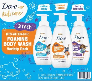 Dove Kids Care Foaming Body Wash – 13.5 oz Variety Pack, 3 Count.