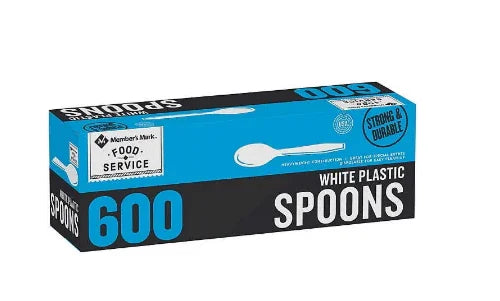 Heavy Duty White Plastic Spoons - 600 Count Bulk (Heavyweight).