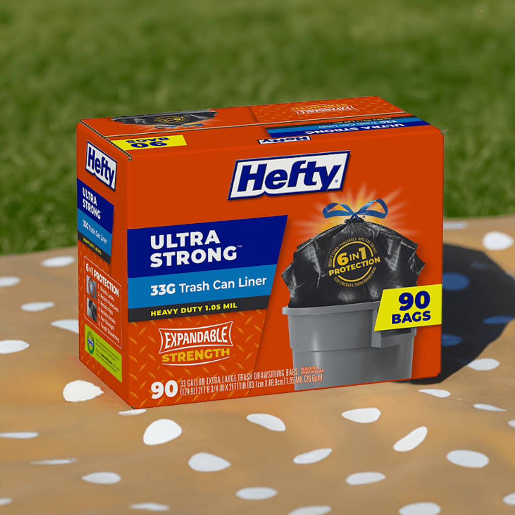 Hefty Ultra Strong Tall Kitchen Trash Bags – 13 Gallon, Drawstring, Unscented.