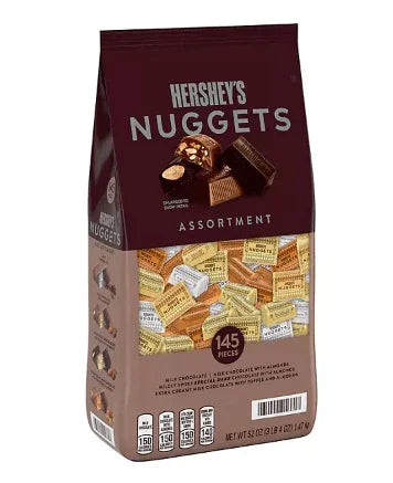 Hershey's Nuggets Assortment 145 Pieces – Milk, Dark, and Almond Chocolate Mix.