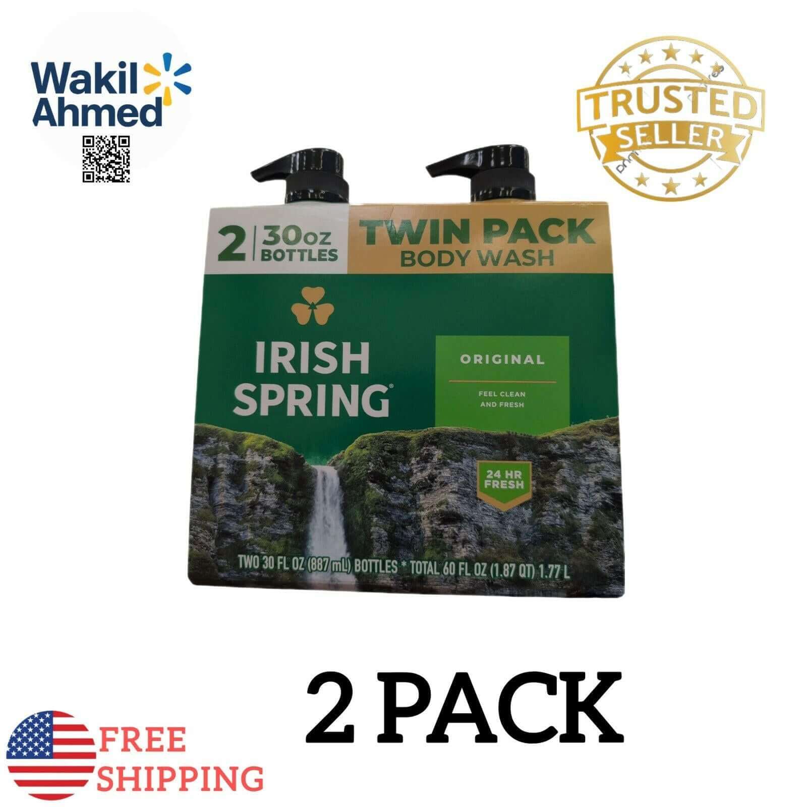 Irish Spring Body Wash for Men, Original Clean, 30 fl oz, 2 - Pack - Wakil Ahmed
