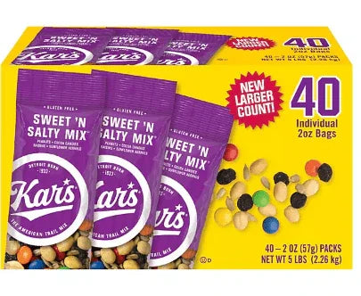 Kar's Trail Mix with Peanuts, Chocolate & Raisins – 40 Count Snack Packs.