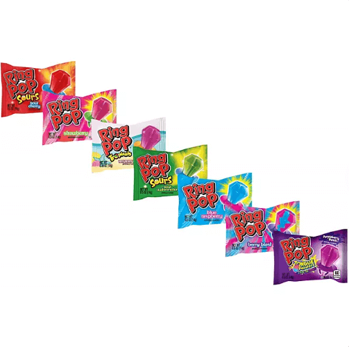 Ring Pop Candy Variety Pack – Assorted Flavors, Wearable Hard Candy Lollipops, 0.5 oz Each, 44 Count Party Favor Box.