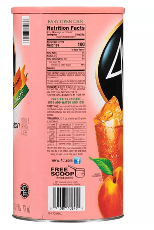 4C Iced Tea Mix, Peach Flavor - 82.6 oz (4C).