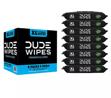 DUDE Wipes Flushable Wipes 8 pack of 50 unscented XL wipes