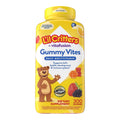 Gummy multivitamin bottle with yellow cap, bear mascot, and 300 gummies info