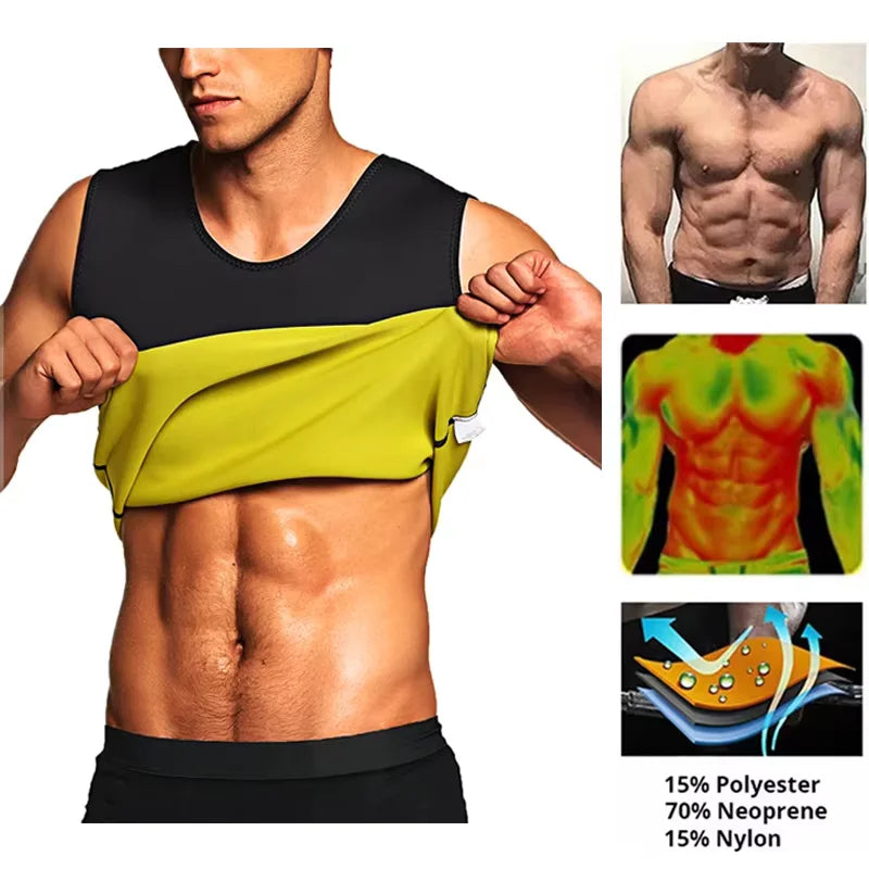 Men's slimming body shaper vest by Wakil Ahmed, designed for belly reduction and weight loss during workouts.