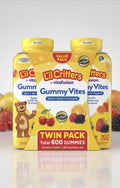 Value twin pack of gummy multivitamin bottles, showing Total 600 Gummies label