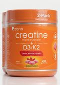 Zena creatine gummies container, D3/K2, 2-Pack, orange jar