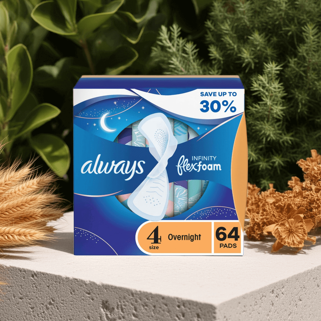 Always Infinity FlexFoam Overnight Pads Size 4 with Wings – 64 Ct - Wakil Ahmed