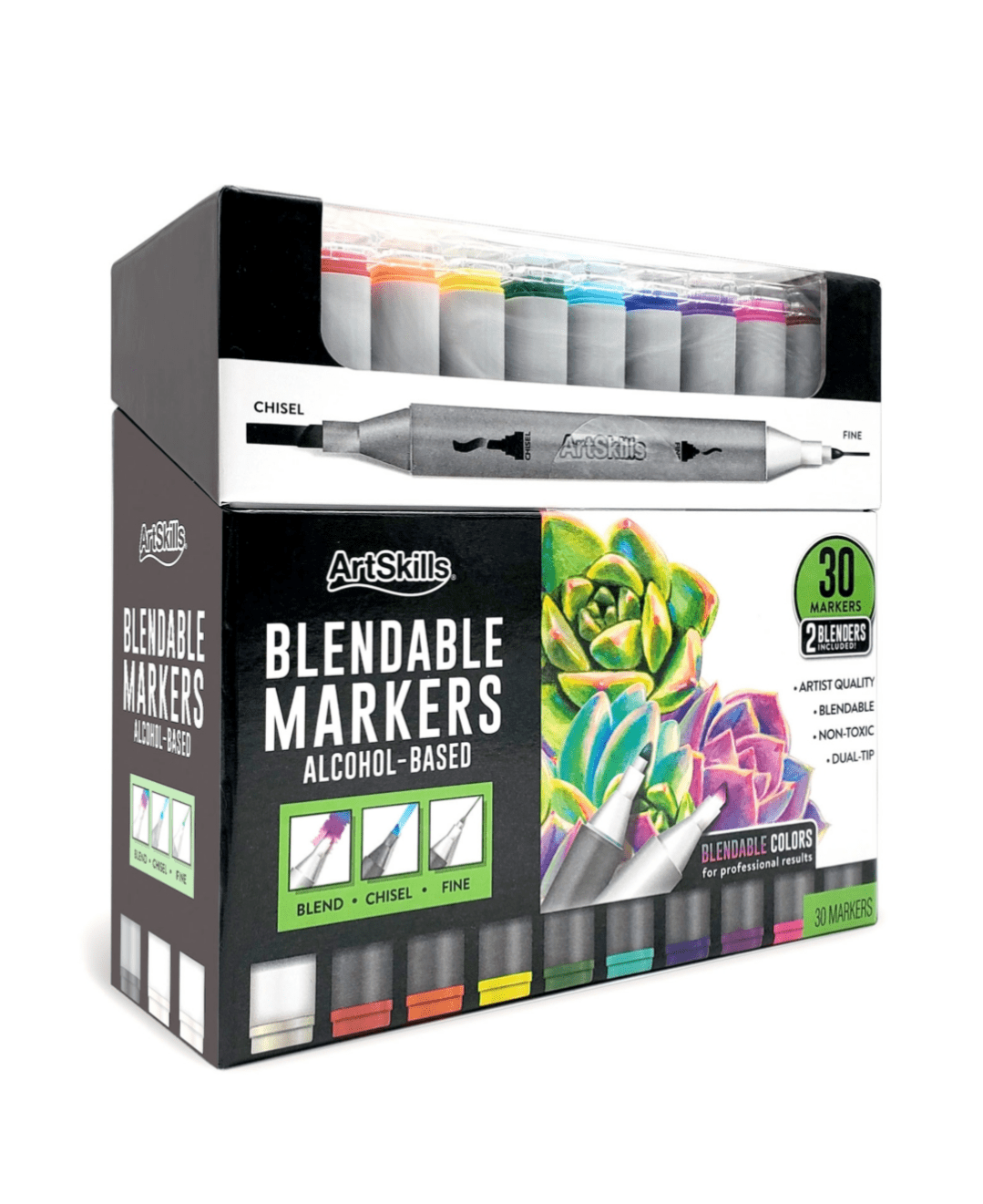 ArtSkills Dual-Tip Blendable Alcohol Marker Set, 30-Count.