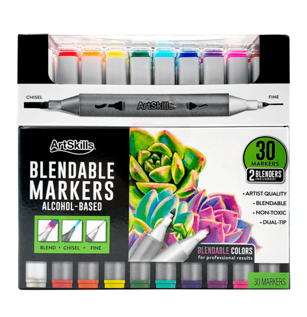ArtSkills Dual-Tip Blendable Alcohol Marker Set, 30-Count.