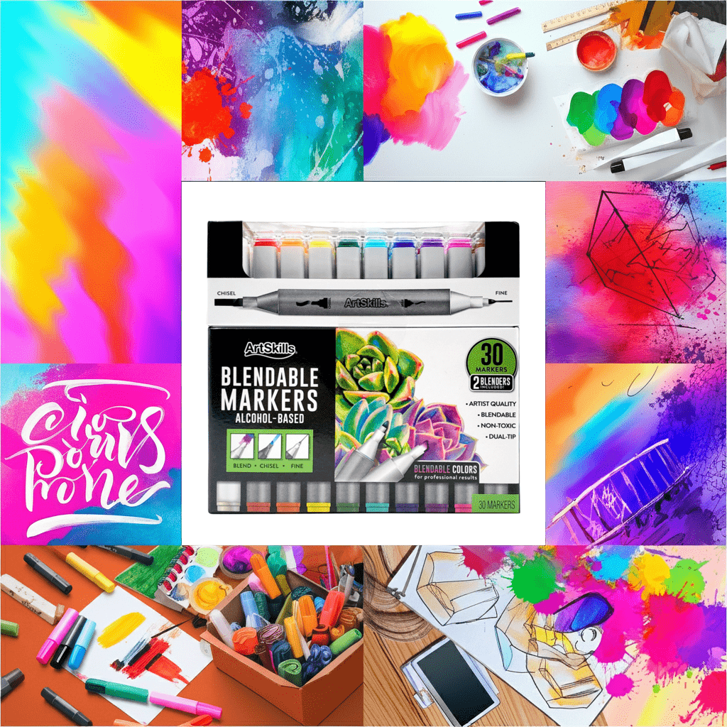 ArtSkills Dual-Tip Blendable Alcohol Marker Set, 30-Count.
