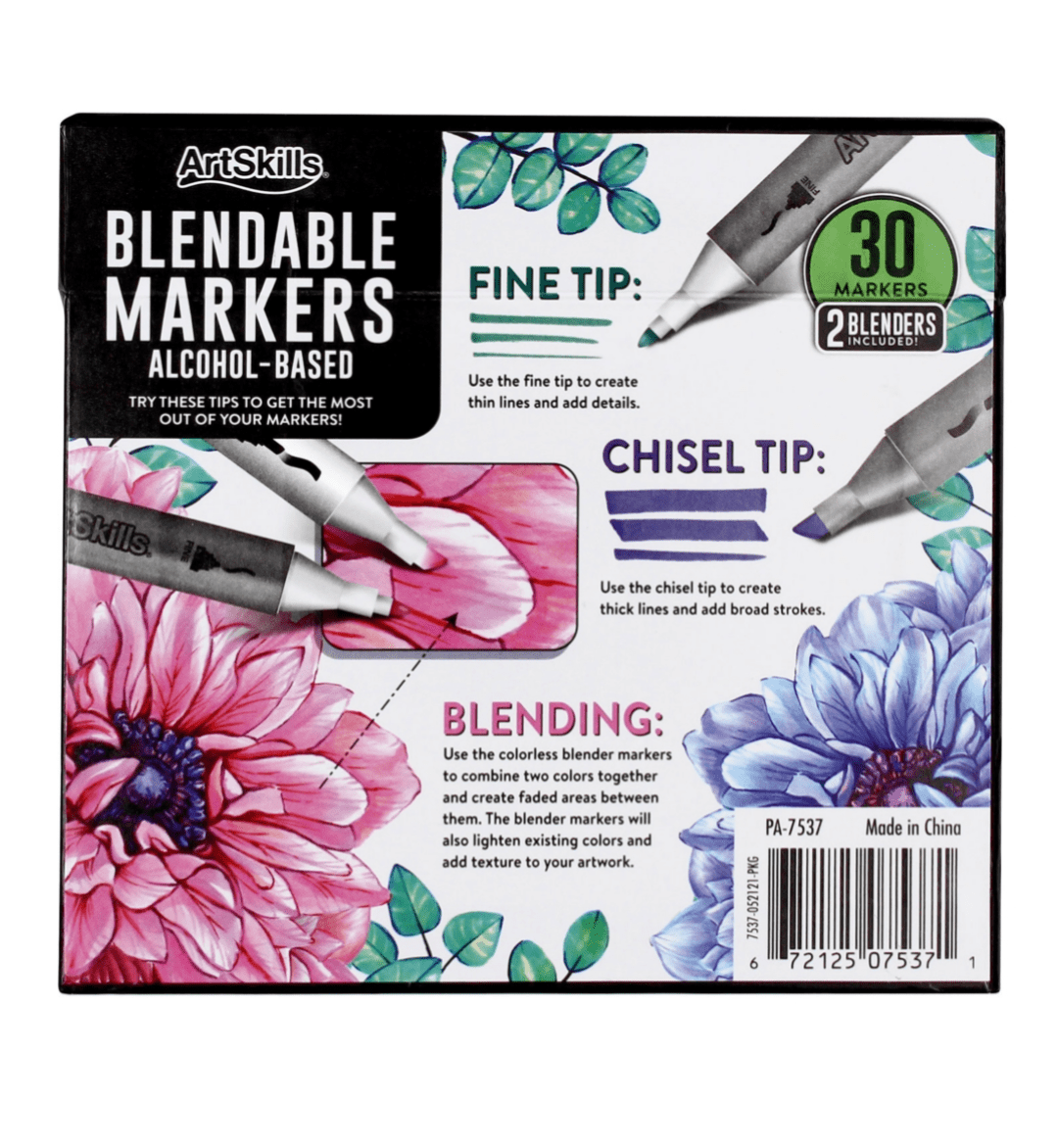 ArtSkills Dual-Tip Blendable Alcohol Marker Set, 30-Count.