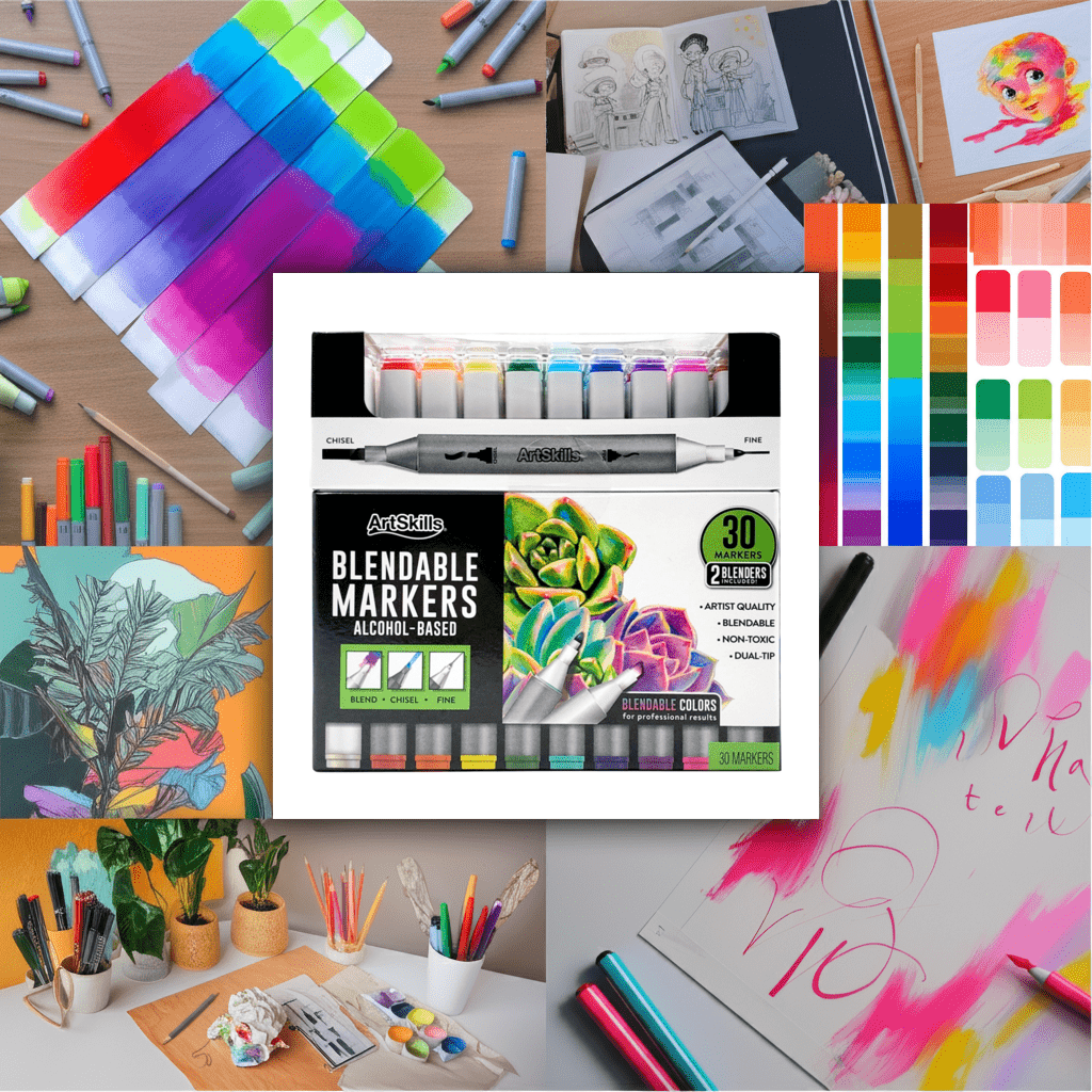 ArtSkills Dual-Tip Blendable Alcohol Marker Set, 30-Count.