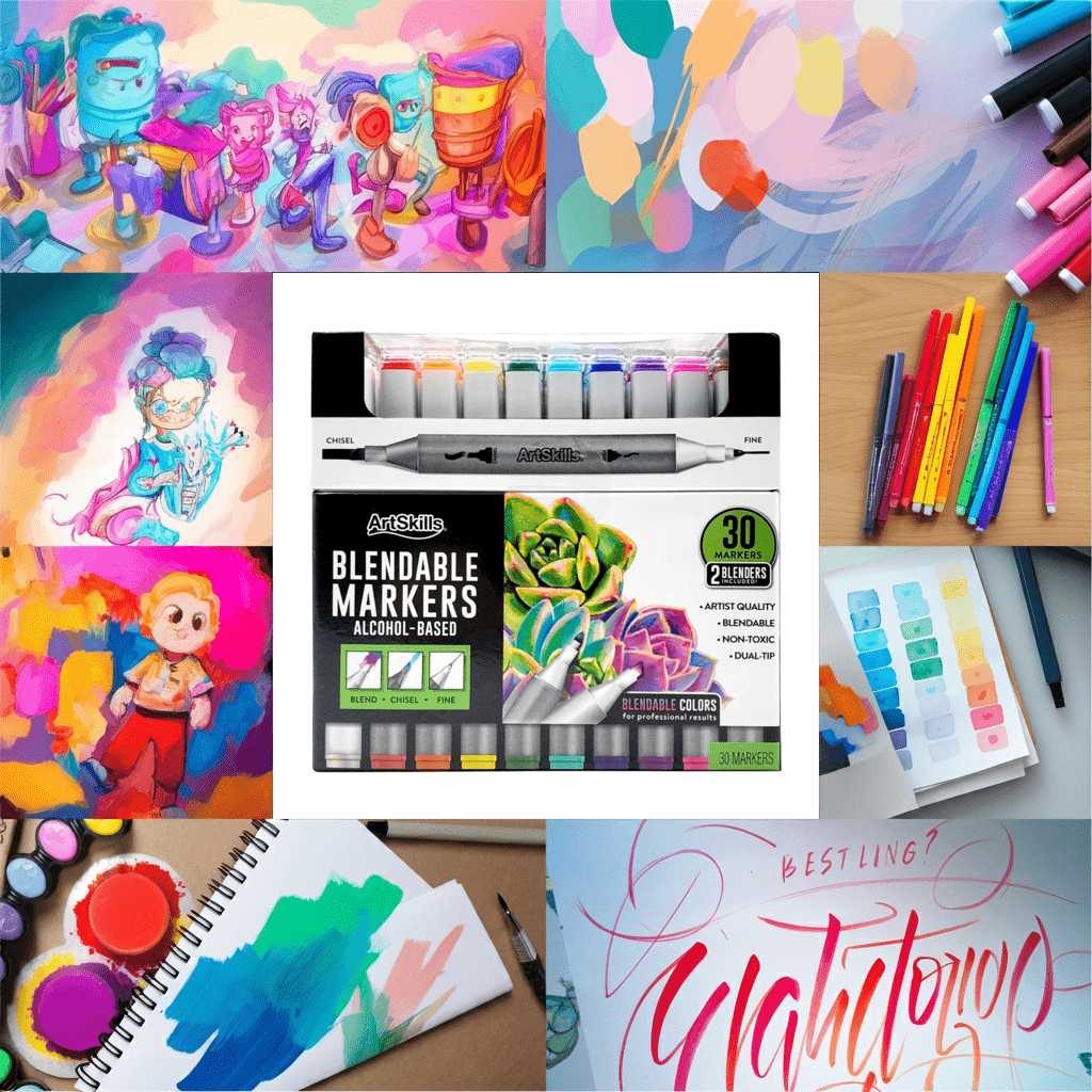 ArtSkills Dual-Tip Blendable Alcohol Marker Set, 30-Count.