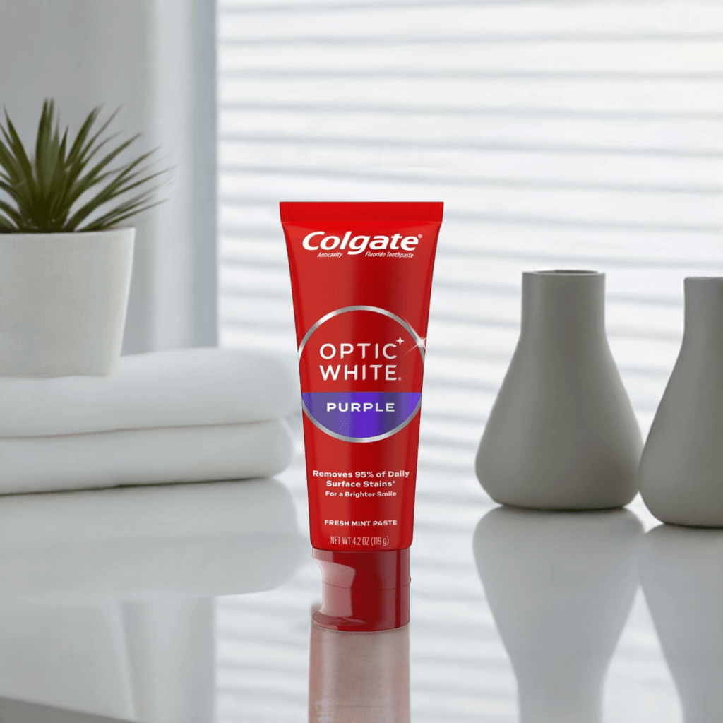 Colgate Optic White Purple Toothpaste Teeth Whitening Enamel-Safe Stain Removal.