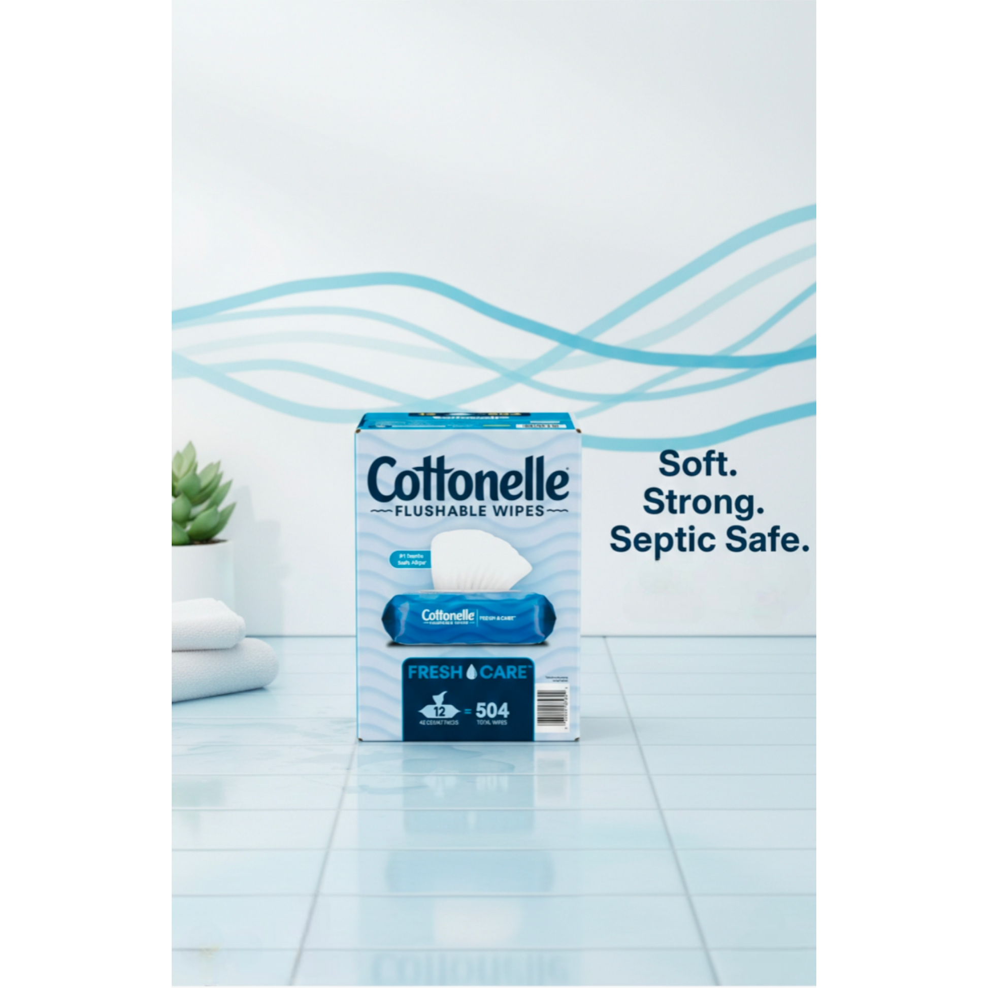 Cottonelle flushable wipes packaging on a light background