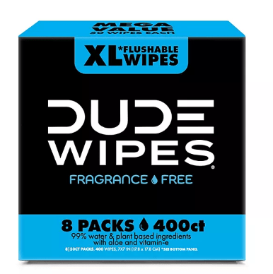 DUDE WIPES 8 count unscented body wipes