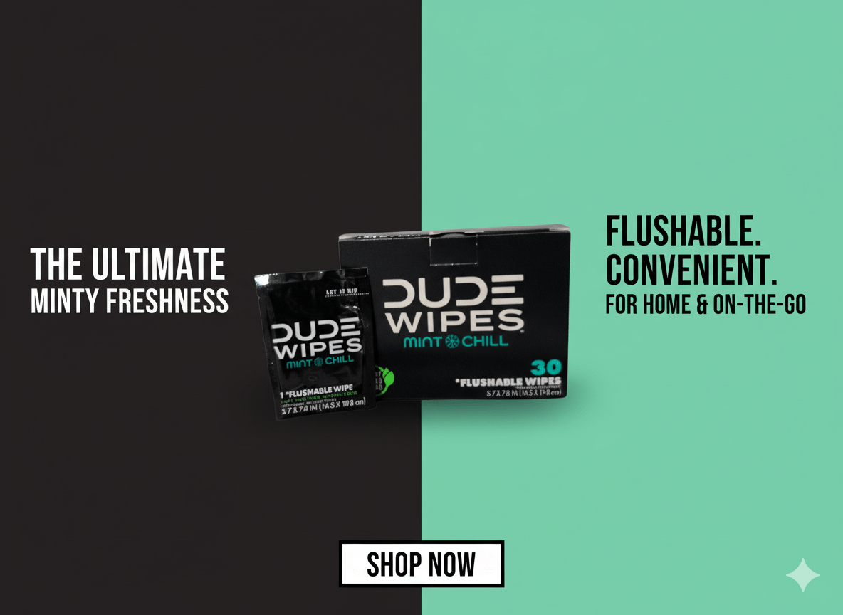 DUDE Wipes XL Mint Flushable Wipes 4 Pack 120 Wipes - Wakil Ahmed