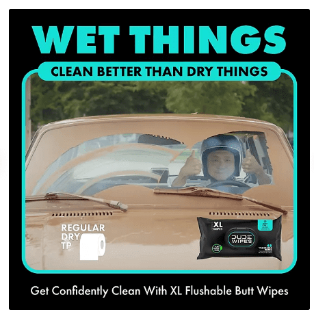 Dude Wipes XL Mint Flushable Wipes 4 Pack (120 Wipes) Sewer & Septic Safe.