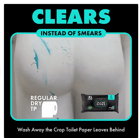 Dude Wipes XL Mint Flushable Wipes 4 Pack (120 Wipes) Sewer & Septic Safe.