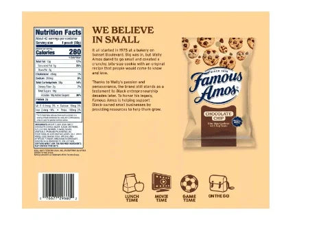 Famous Amos Chocolate Chip Cookies 2 oz, 42 Pack.