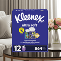 Kleenex Ultra Soft Hypoallergenic 3-Ply Facial Tissues 12 Cube Boxes (72 Tissues/Box).