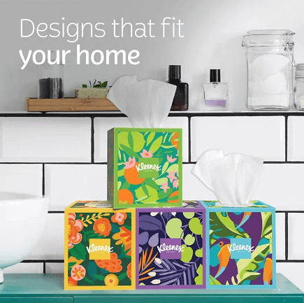 Kleenex Ultra Soft Hypoallergenic 3-Ply Facial Tissues 12 Cube Boxes (72 Tissues/Box).