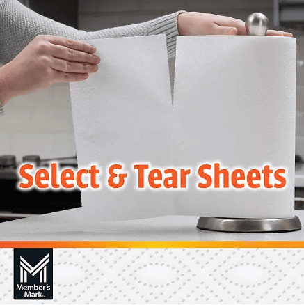 Member’s Mark Select & Tear 2-Ply Paper Towels 15 Mega Rolls.