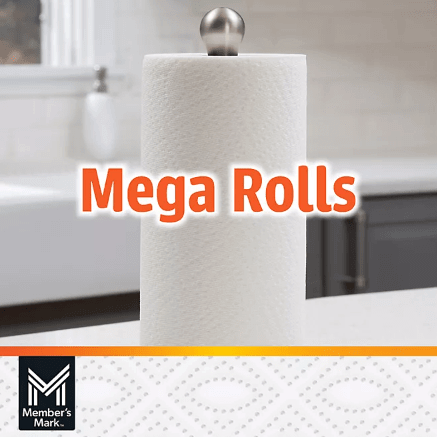 Member’s Mark Select & Tear 2-Ply Paper Towels 15 Mega Rolls.