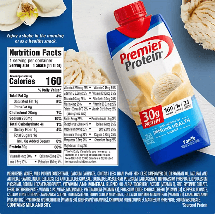 Premier Protein Vanilla Shake – 15 Pack (11 fl oz Bottles) | 30g Protein, 1g Sugar, 24 Vitamins & Minerals - Wakil Ahmed