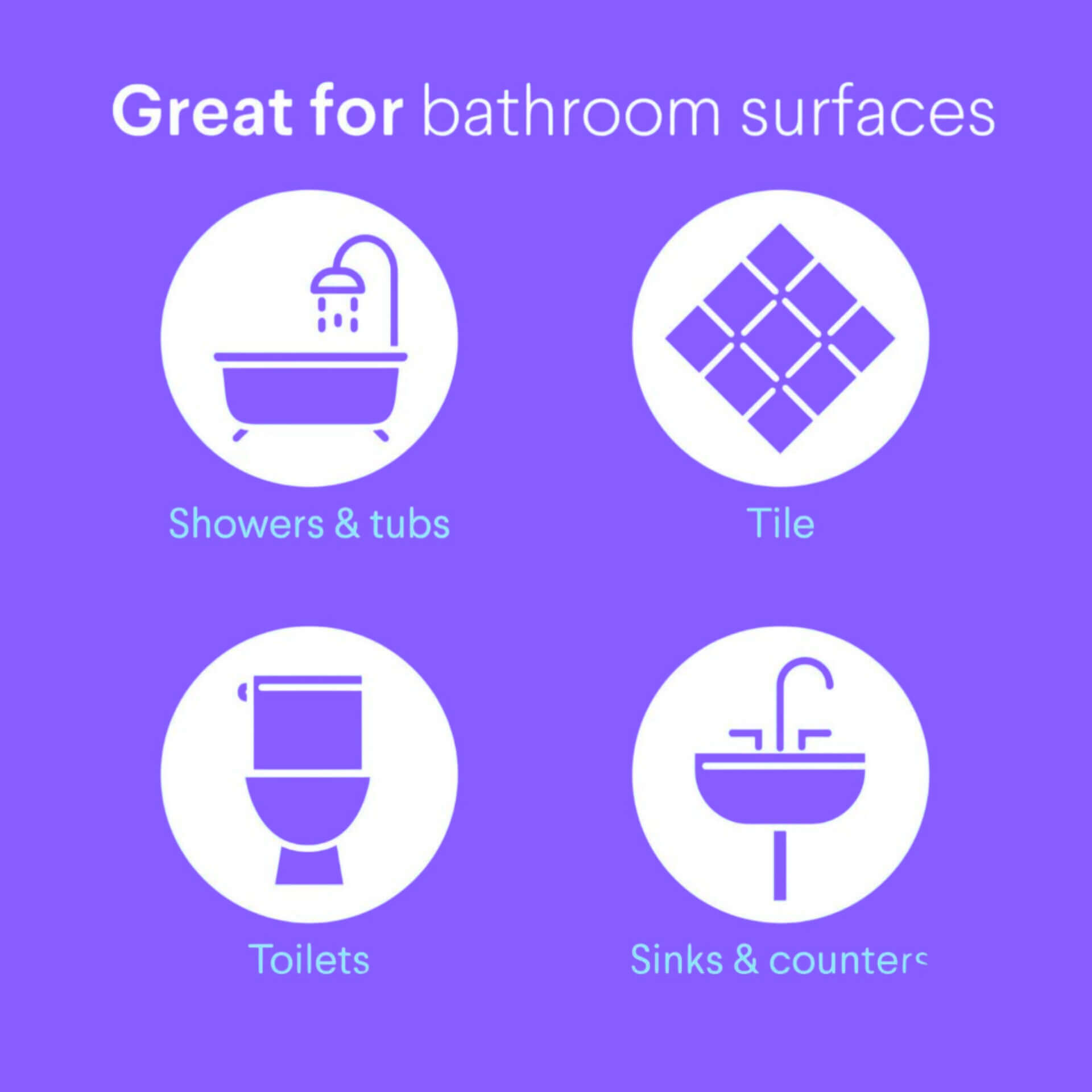 Great for bathroom surfaces including showers, tubs, tile, toilets, and sinks with Clorox Bathroom Bleach Foamer.