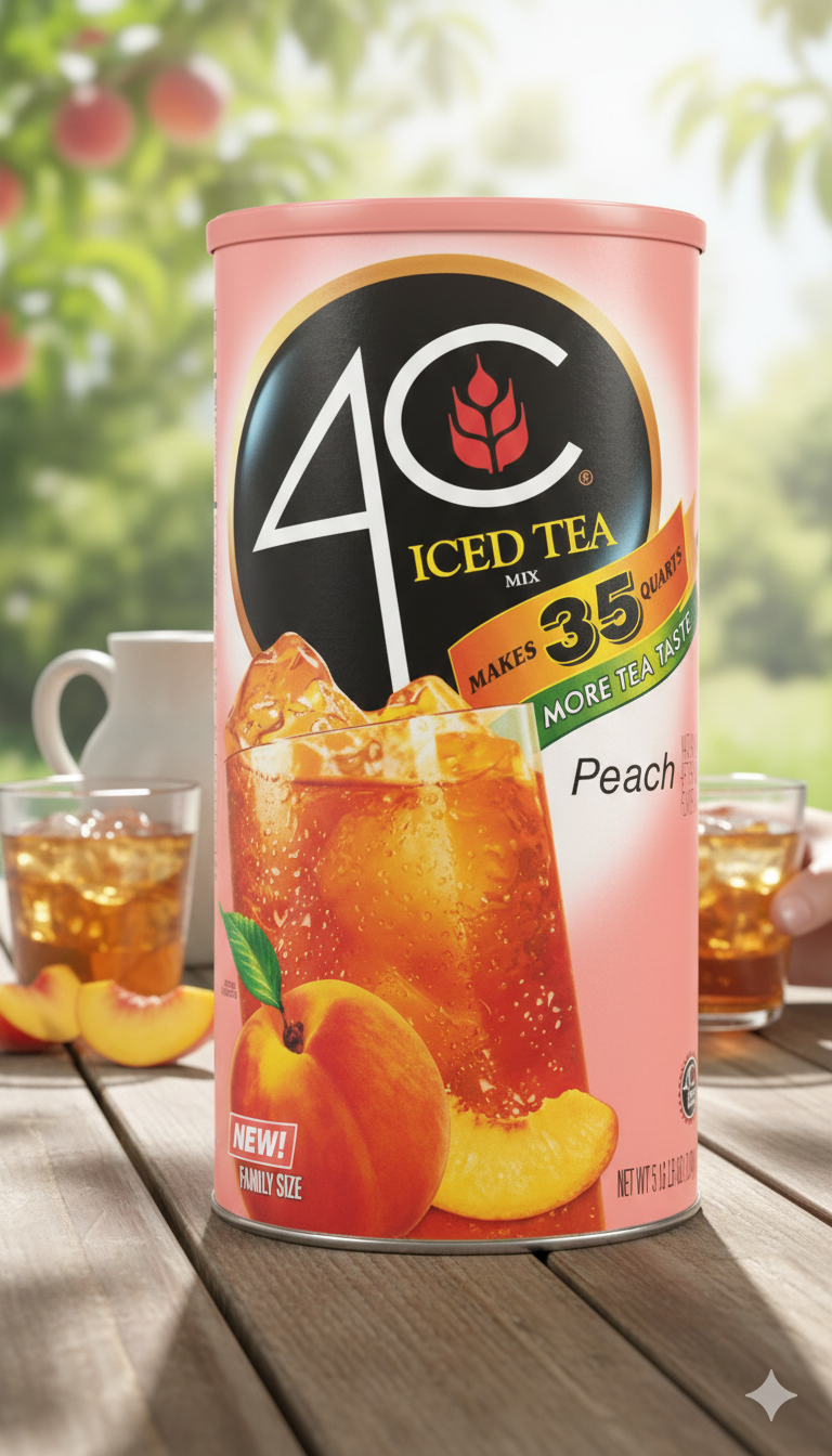 4C Iced Tea Mix Variety – Lemon, Raspberry & Peach – Real Cane Sugar Drink Mix – 82.6 oz – 94 Servings Family Beverage - Wakil Ahmed Marketplace 