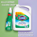 Clorox All-Purpose Cleaner with Bleach Spray and Refill Pack for tough stain removal and germ killing.