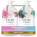 Olay Fresh Radiance Body Wash, 2-pack with rose water, sweet nectar, birch water and lavender scents.