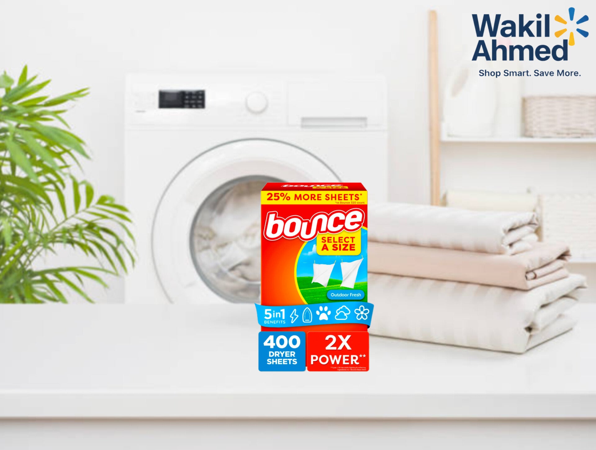 Bounce Select a Size Fabric Softener Dryer Sheets 400 Count – Outdoor Fresh Scent, Static & Wrinkle Control - Wakil Ahmed