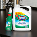 Clorox All-Purpose Cleaner with Bleach spray and refill pack on a kitchen counter, effective for tough stains and disinfecting.