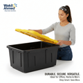 Member's Mark 27 Gallon heavy-duty storage tote with yellow lid, perfect for reliable organization and protection.